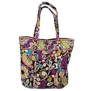Vera Bradley Plum Crazy Large Quilted Villager Tote - Retired Print - Whimsical